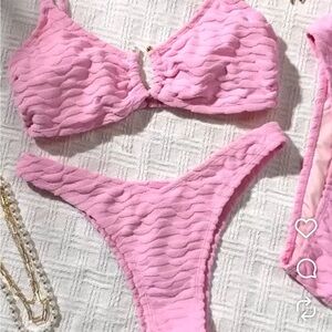 Cupshe Vibrant Pink Textured Bikini